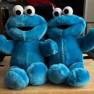 2 Vintage 1996 Tyco Sesame Street Cookie Monster Plush Jim Henson